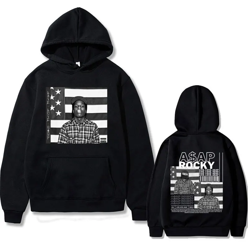 

Hip Hop Rapper Asap Rocky Music Album Live Love Graphic Hoodie Men's Fashion Casual Hoodies Man Oversized Sweatshirt Streetwear