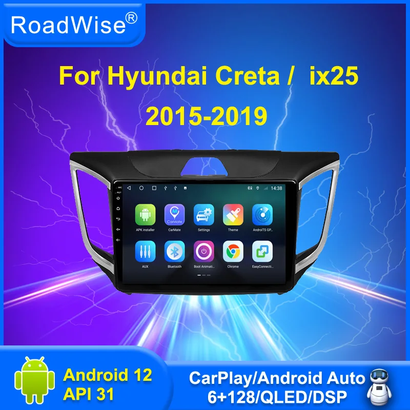 

Roadwise Android автомобильный радиоприемник, мультимедийный Carplay для Hyundai Creta ix25 2015 2016 2017 2018 2019 4G Wifi GPS DVD Navi 2DIN головное устройство