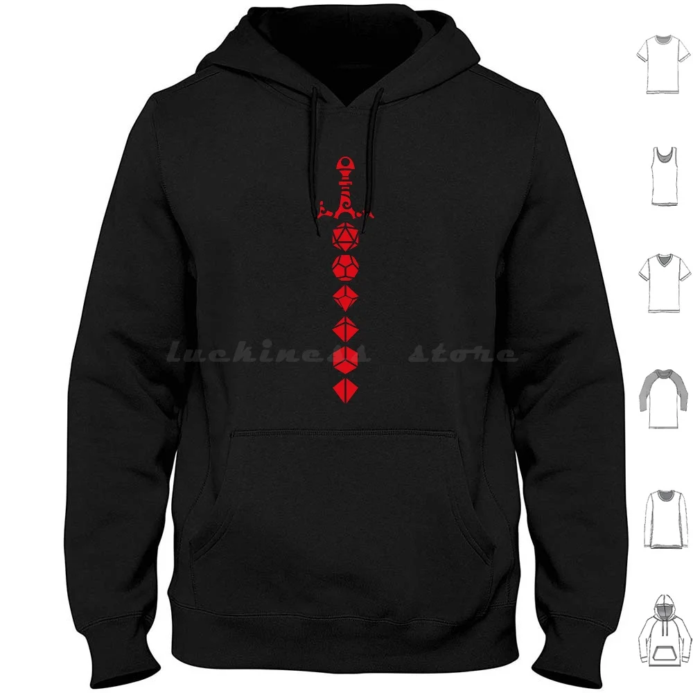 

Red Polyhedral Dice Set Sword Tabletop Rpg Gaming Hoodies Long Sleeve And Dnd D And D D D Pathfinder Vox Master Dm