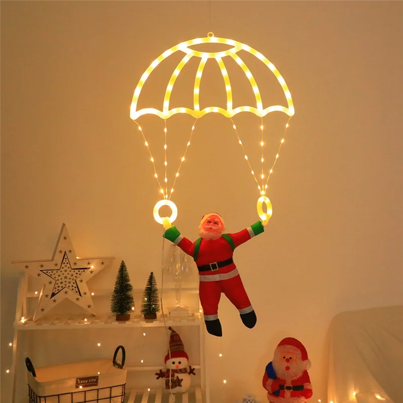 Фото ABHB-Santa парашютный светодиодный декор с батарейным питанием, пульт дистанционного управления для внутреннего и наружного применения, отлично подходит для рождественских праздников B №2