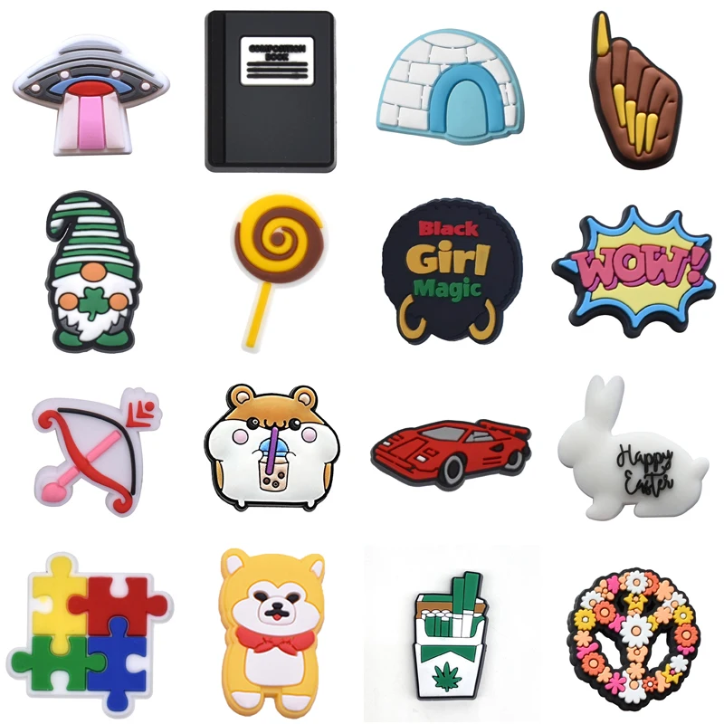 

Single Sales PVC Shoes Charms Accessories Boys Girls Party Gifts Garden Clog Buckle Pins Decorations Fit Croc Sandals Wristband