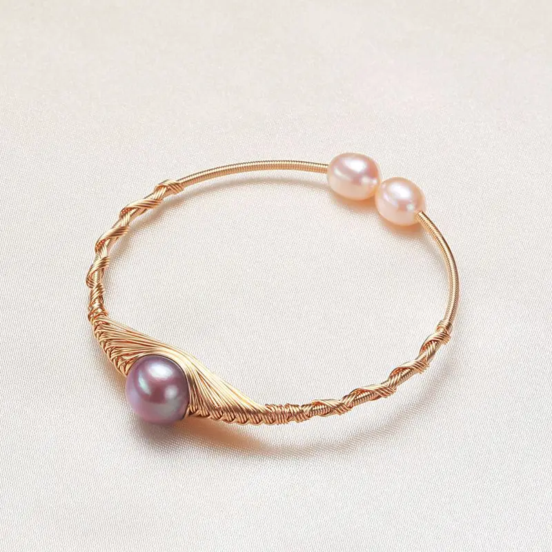 

Luxury Freshwater Pearls Bracelet for Women 14k Gold Plated Gold Cuff Bangle Jewelry Wedding Party Gift