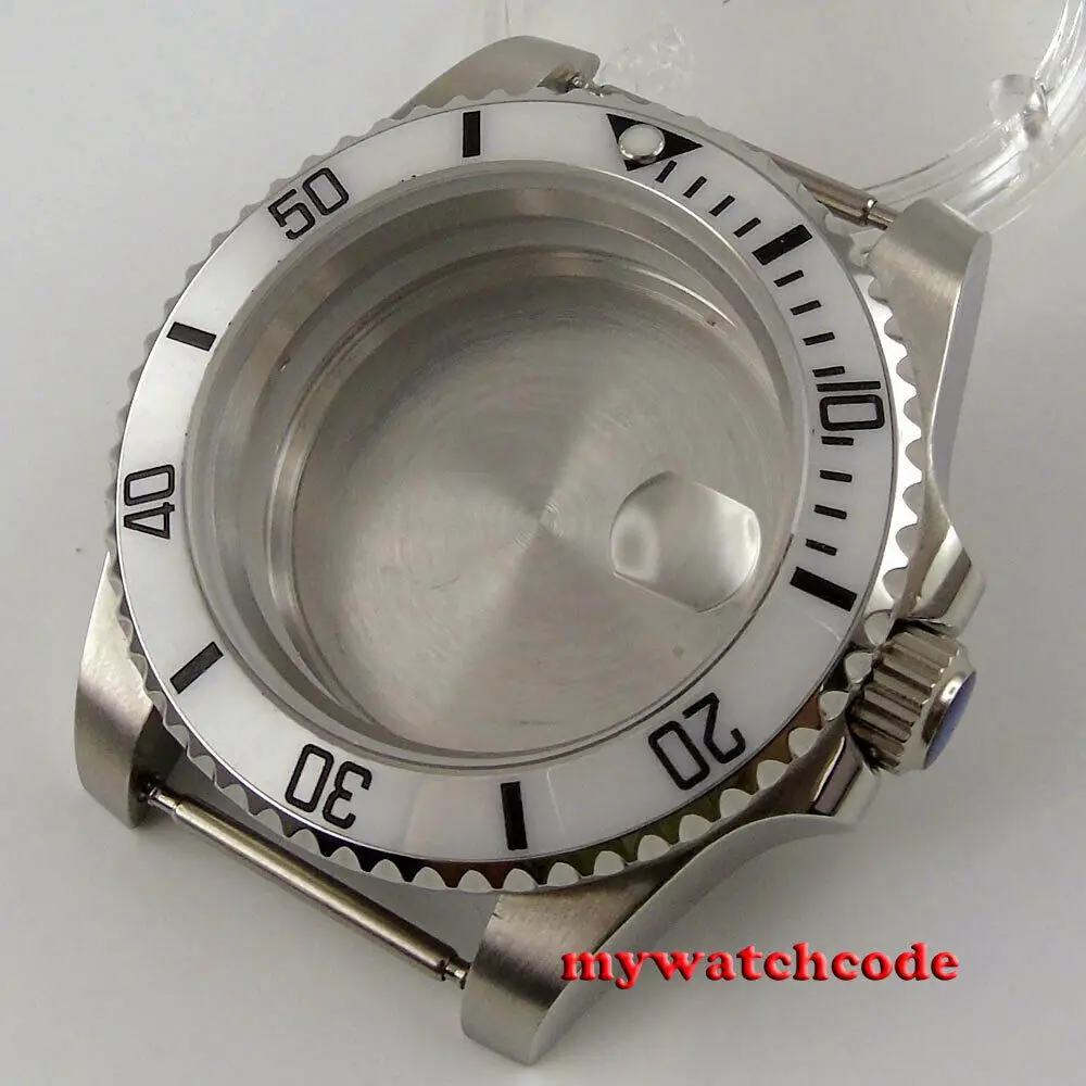 

40mm Sapphire Glass White Ceramic Bezel Watch Case Fit NH35 NH36 Miyota 8215 821A mingzhu 2813 MOVEMENT