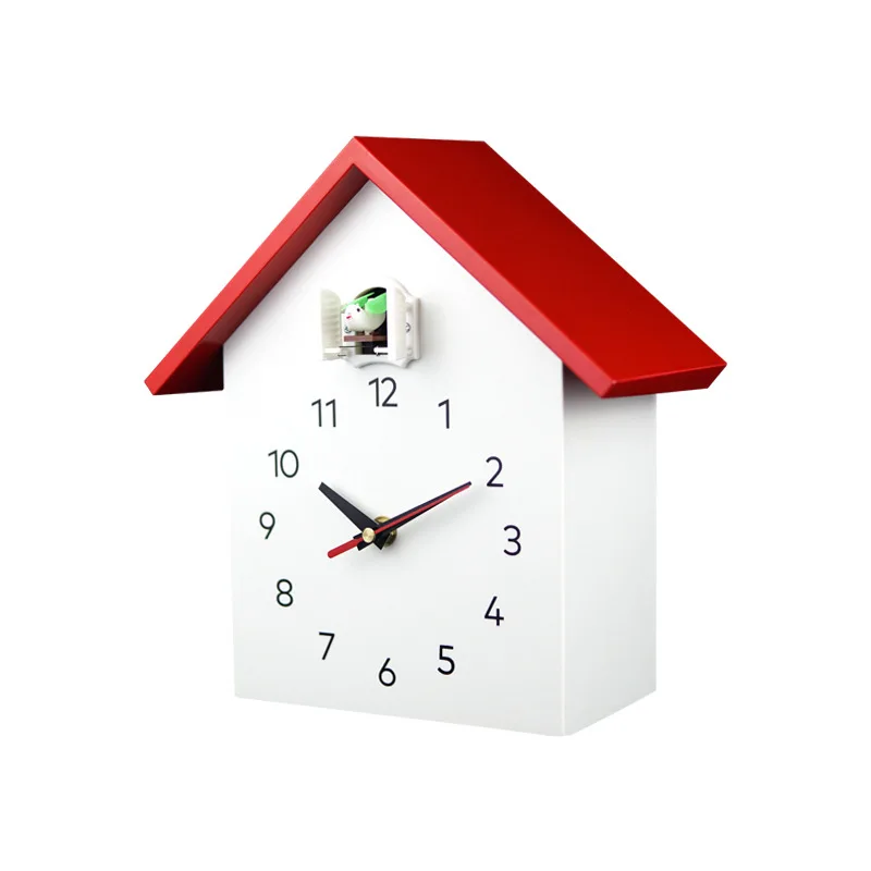 

Quartz Wall Clock Modern Bird Hanging Watch Decoration Alarm Clocks Room Red
