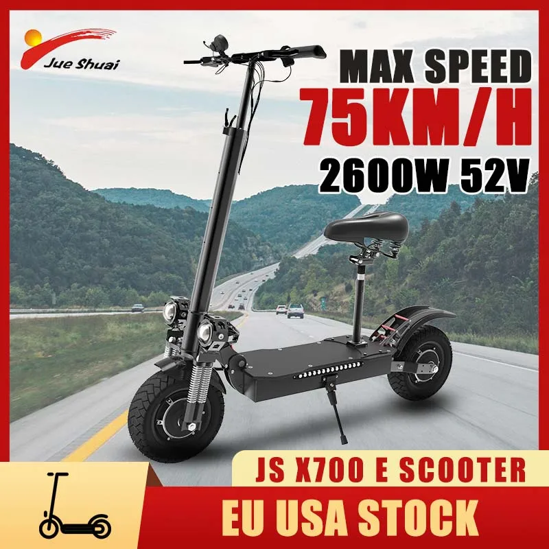 

Top Speed 75KM/H Electric Scooter 52V 20AH 18650 Battery Patinete Electrico Para Aldutos 2600W Dual Motor E Scooter With Seat