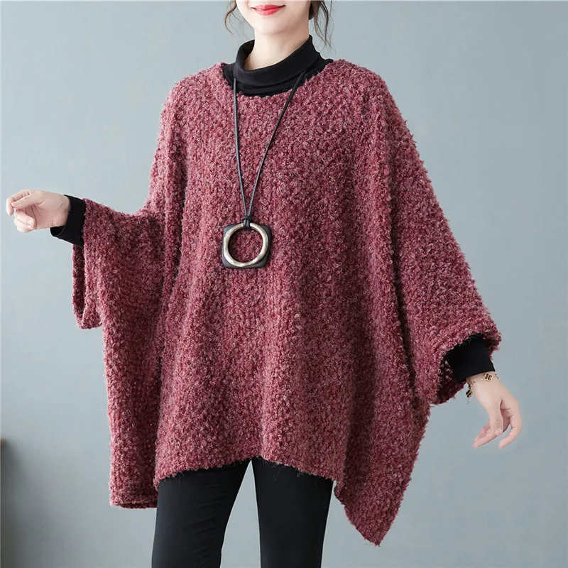 

SuperAen осенне-зимний Свободный теплый шерстяной пуловер с рукавами «летучая мышь», повседневные топы для женщин