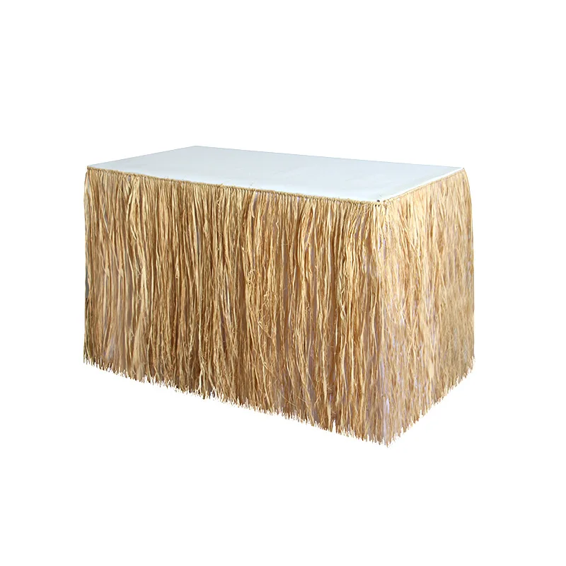 

275x75cm Raffia Grall Table Skirt Tropical Hawai Party Decorations Luau Supplies Adult's Kid's Birthday wedding Table Cover