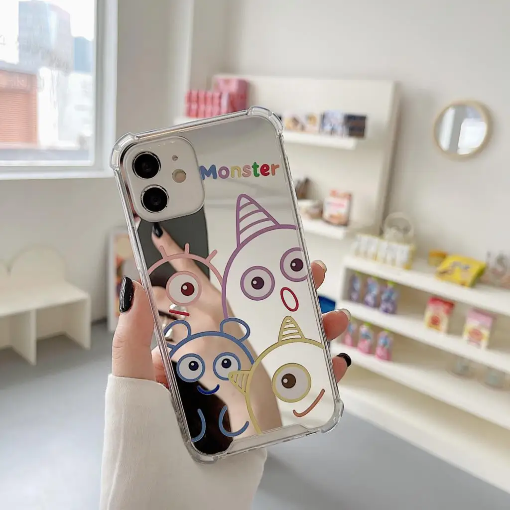

For IPhone case Cute little monster mirror phone case For IPhone 11 12 13 Pro Max Case X XS Max XR Phone case 7Plus 8Plus case