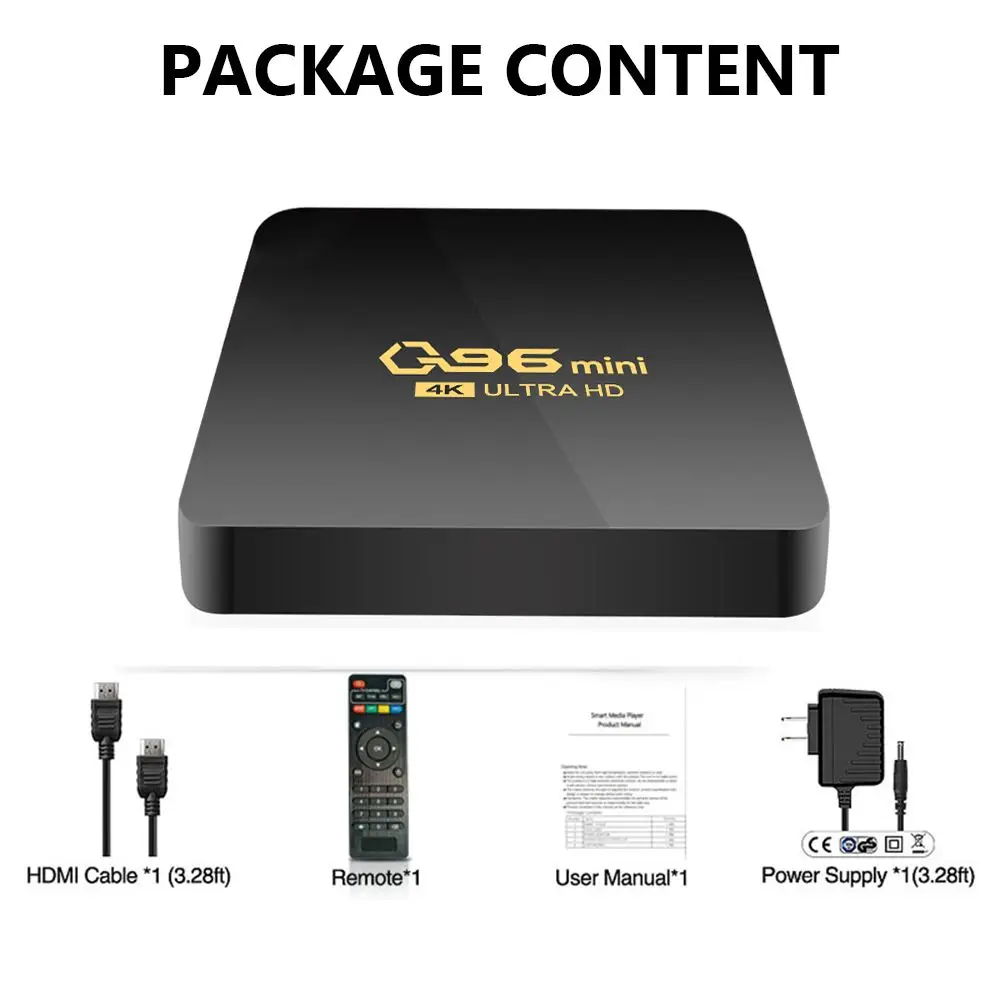 

2022 New Q96 Mini Smart TV Box Android 10.0 Amlogic S905L2 Support 2.4G WIFI 4K Media Player H.265 Home Theater Set Top Box