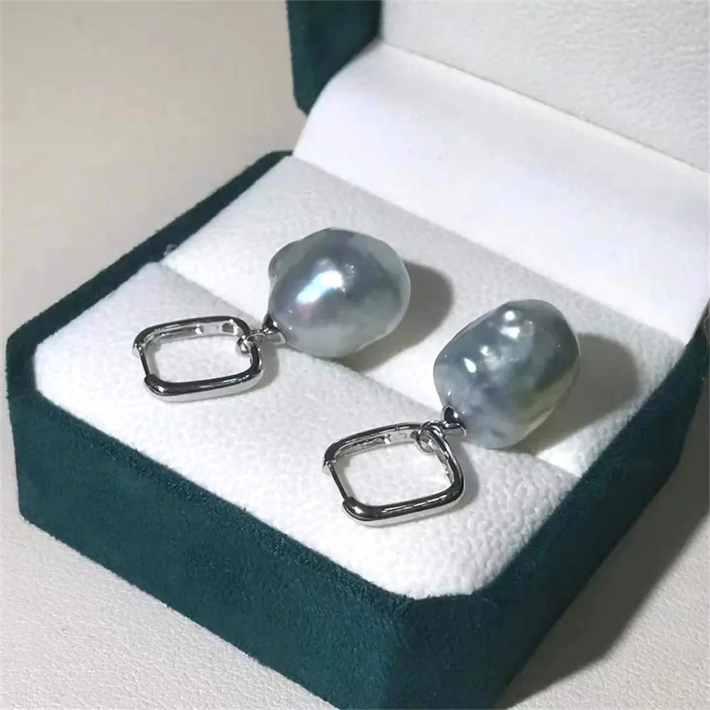 

DIY pearl earring accessories S925 sterling silver jewelry gold earring empty holder Fit 10-17mm beads