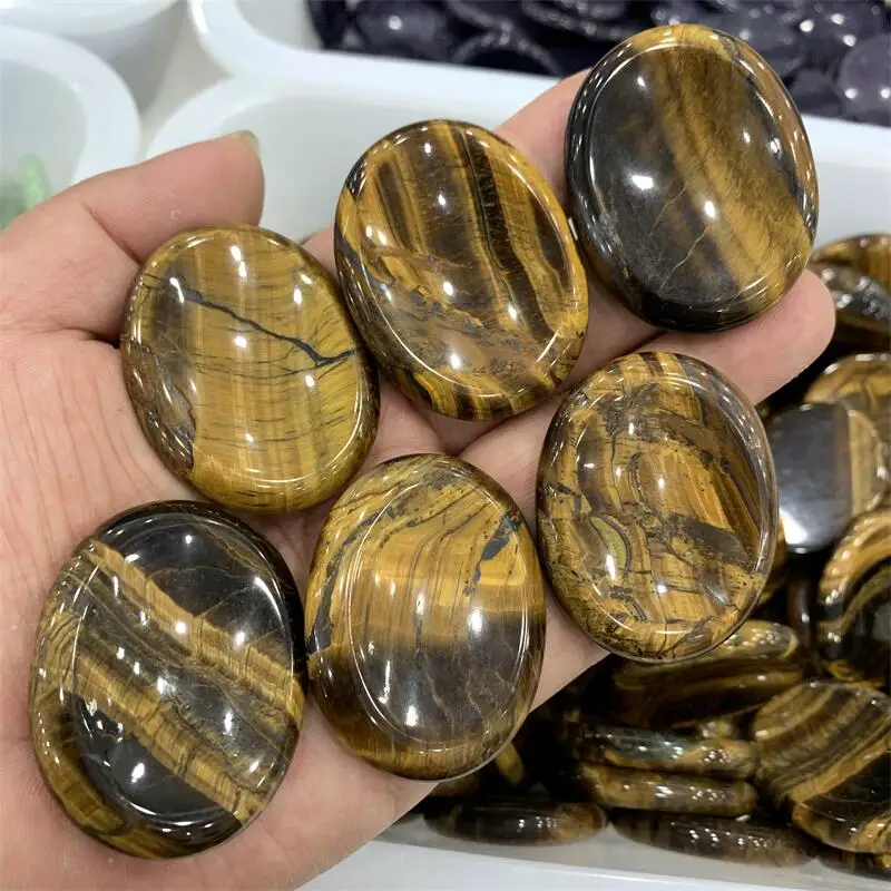 

5pcs Natural Tiger Eye Stone Thumb Worry Stone Palm Stones Chakra Healing Crystal Reiki Spiritual Therapy Minerales
