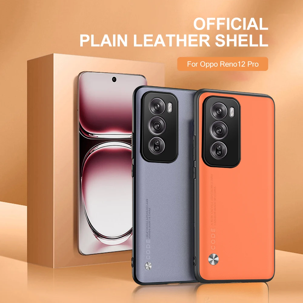 Гладкая кожаная искусственная кожа для Oppo Reno12 Pro Чехол Телефона TPU мягкая рамка