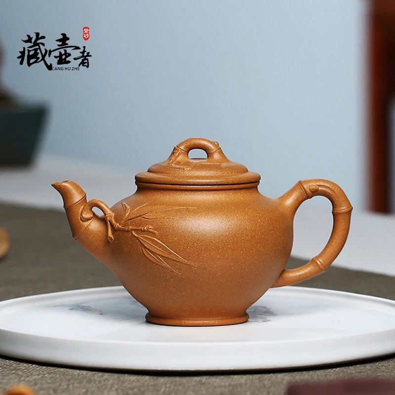 

Национальный высокотехнологичный [ручная работа Вишня бамбуковый горшок] аутентичный сырой руды золотой песок известный фиолетовый песок чайник 280cc