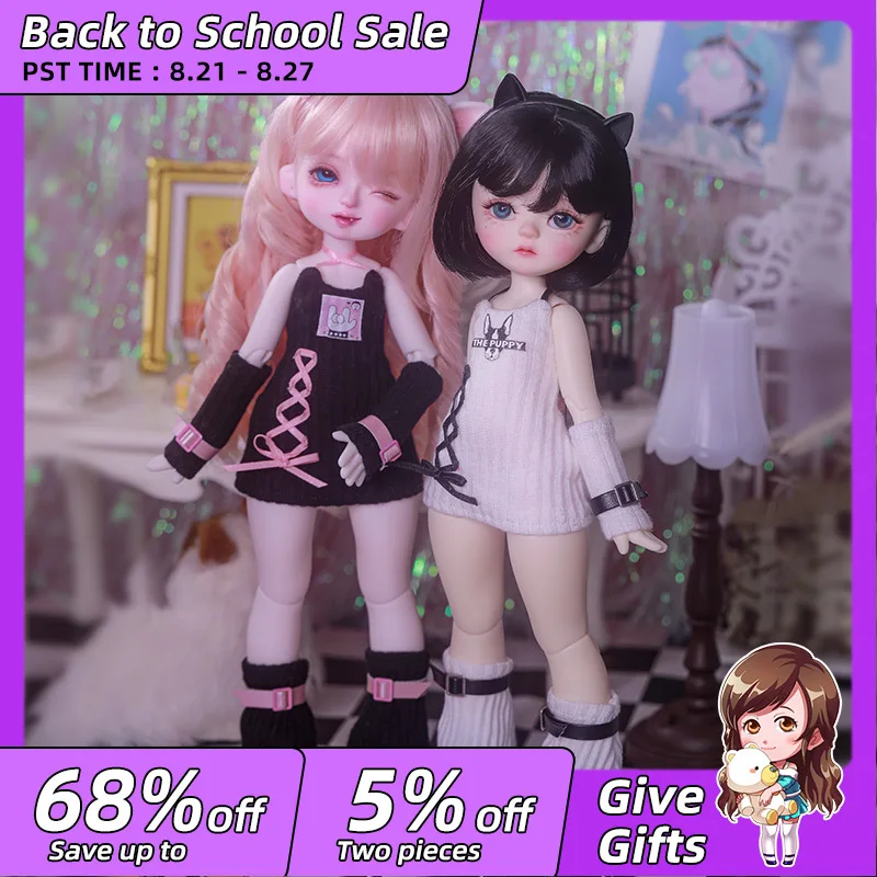 1/6 BJD Doll Zane And Daly Cute Cat Girl In Short Knit Sweater Toys Handicraft Art Ball Jointed Collections