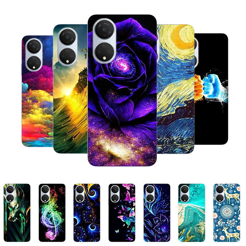 

Cover for Honor X7 4G Case Honor X7 Soft Silicone Flower Back Cover Case for Honor X7 X 7 2022 6.74" Shockproof Bumper HonorX7