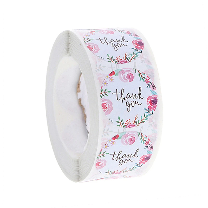 

500 Labels/Roll Thank You Sticker Seal Labes Flower Stationery Sticker Wholesale High Quality