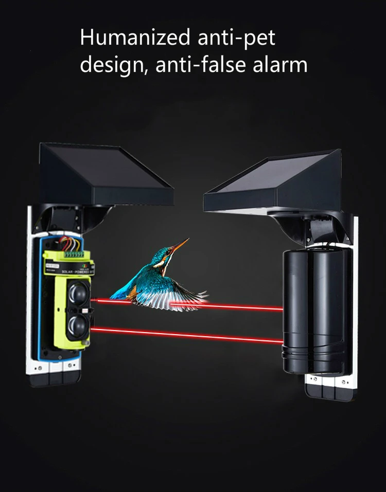 Wireless Outdoor Solar Beams 2 Active Infrared Beams Sensor Waterproof For Perimeter Fence Garden Anti-theft Detector enlarge
