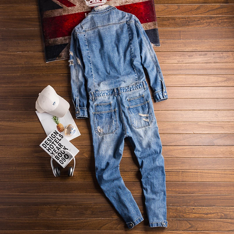 Spring New Fashion Men Brand Jeans Loose Casual Overalls Mens Work Attire Male Personalized Graffiti Jumpsuit High Quality Coat