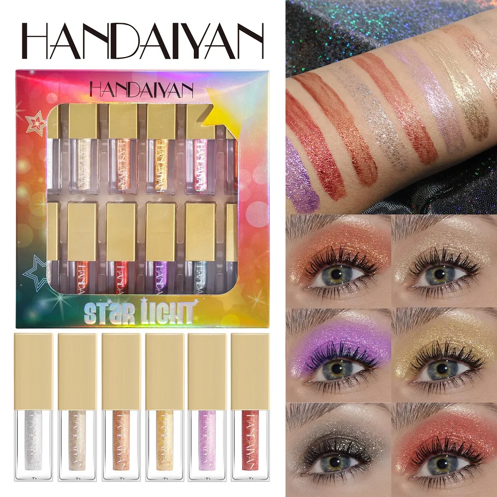

12 Colors/Set Handaiyan Glitter Liquid Eyeshadow Kit Diamond Waterproof Eyeliner Shiny Metallic Eye Shadow Beauty Eyes Makeup