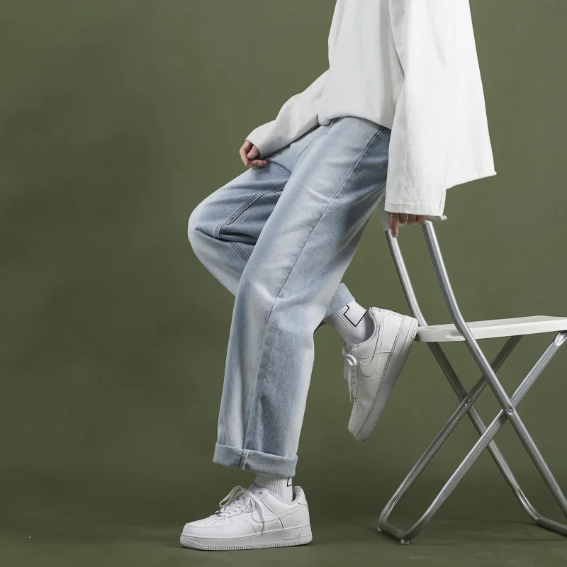 Summer Blue Black Baggy Jeans Men Fashion Retro Straight Jeans Men Streetwear Hip Hop Loose Denim Pants Mens Trousers S-2XL