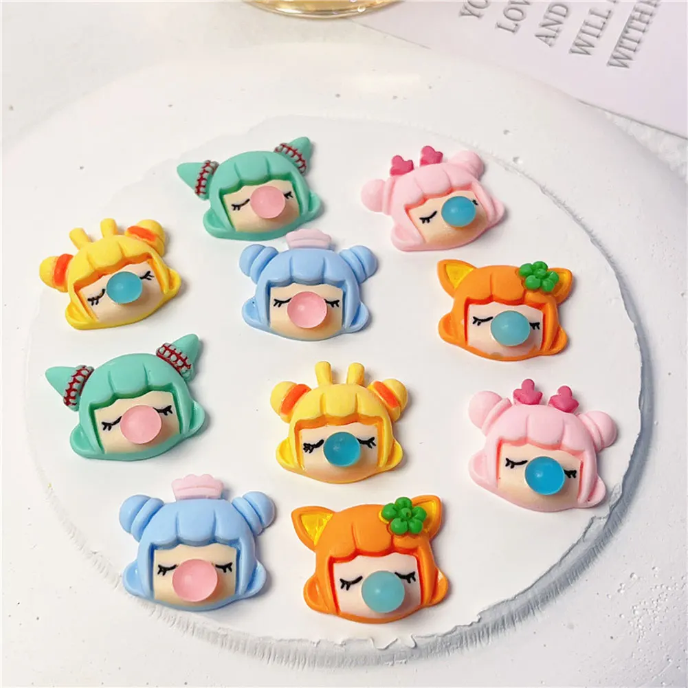 

Fashion 10pcs Cute Little Girl Manual DIY Blowing Bubble Resin Jewelry Phone Case Hair Clip Accessories
