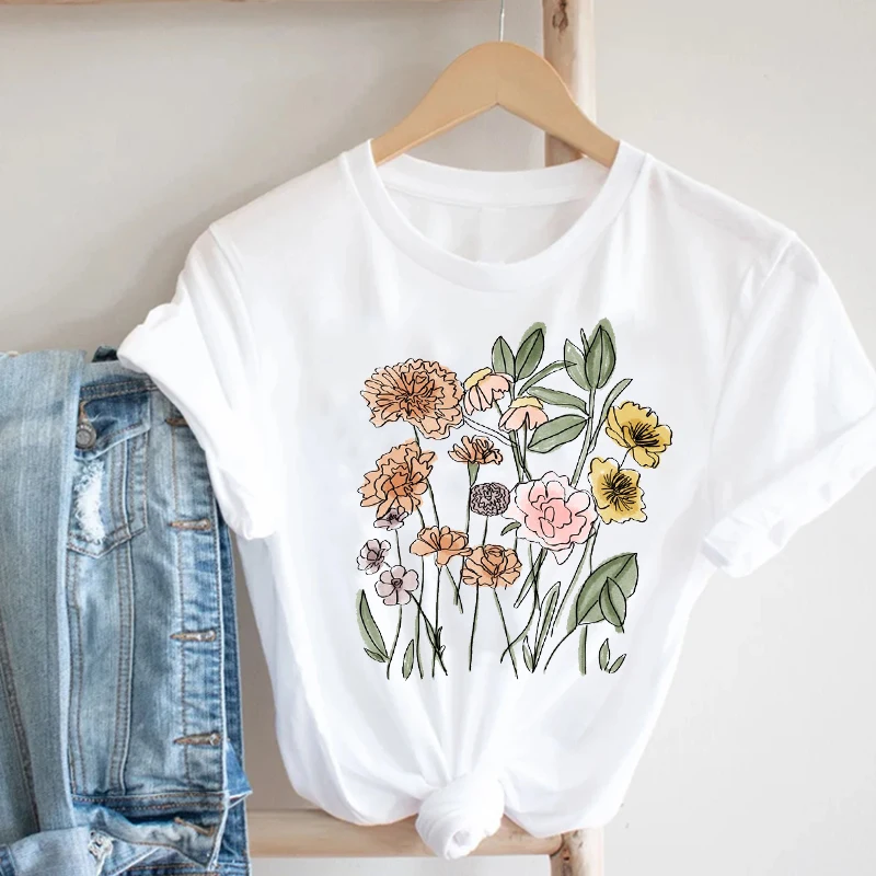 

Women Love Watercolor Flower Floral Kawaii Valentine Spring Summer Fashion Clothes Print Tee Top Tshirt Female Graphic T-shirt