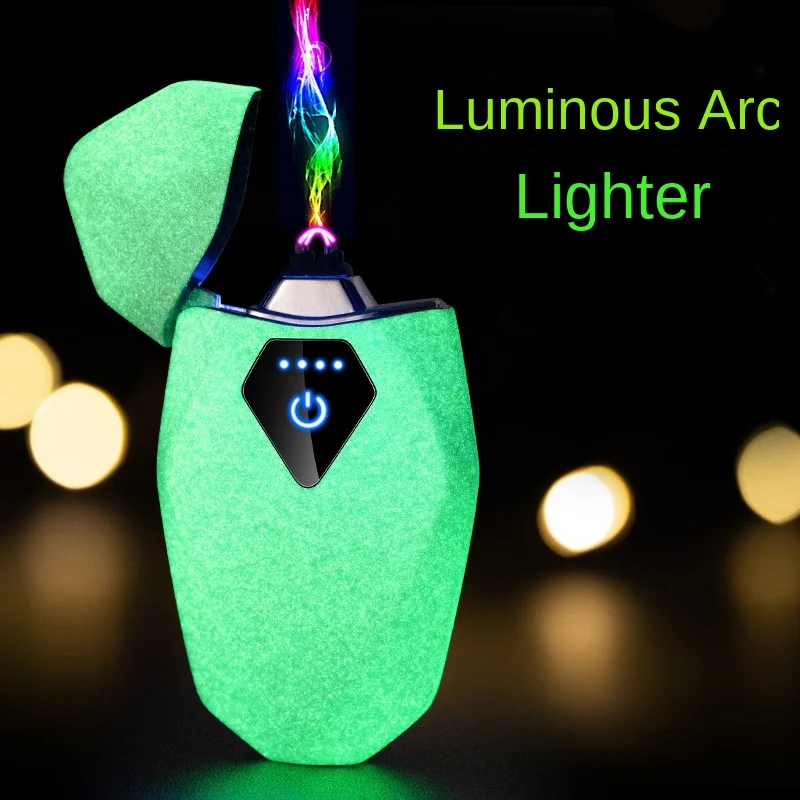 

Touch-induced luminous double-arc laser lettering electronic wind-proof gift rechargeable lighter