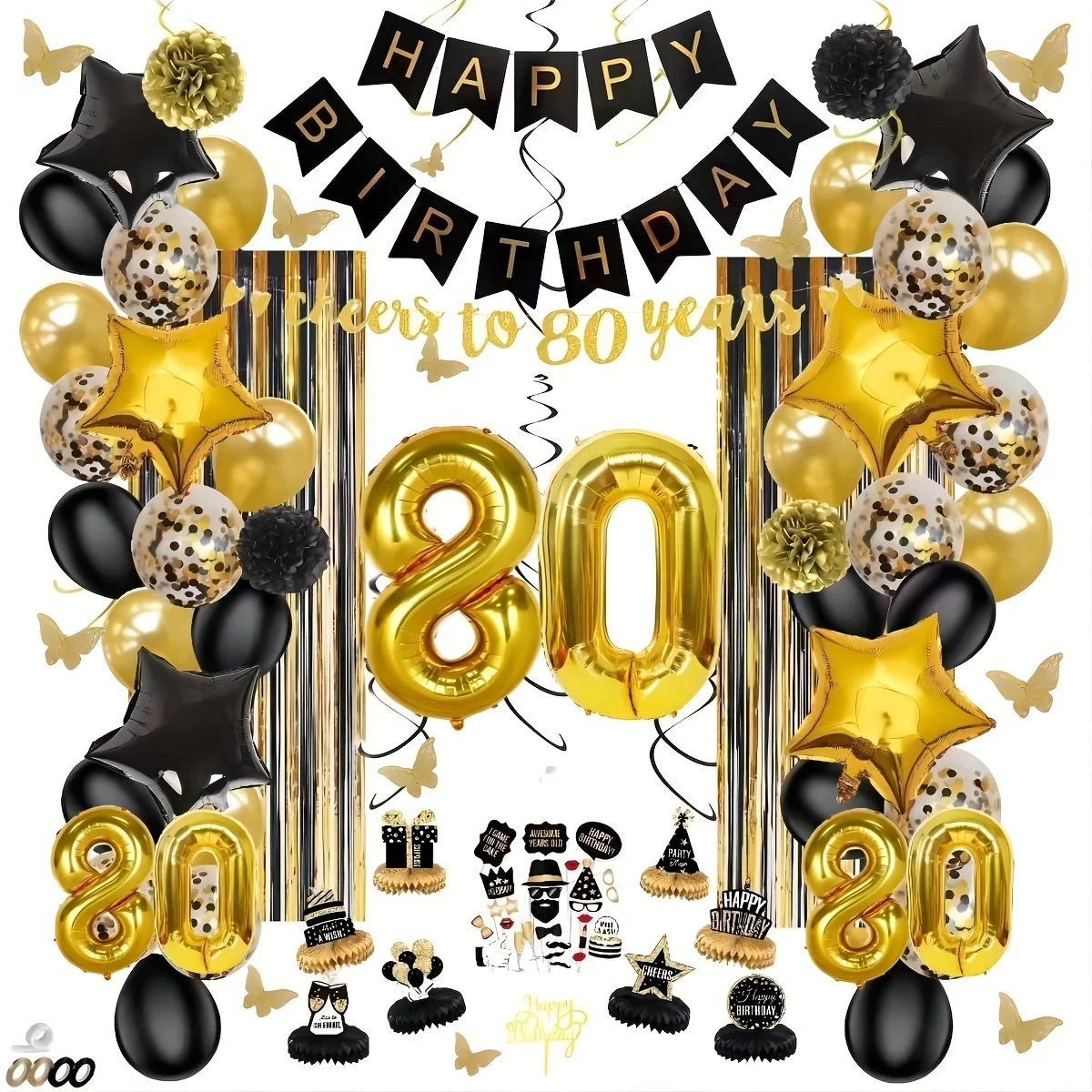 113 шт. чёрные и Золотые декоративные сотовые шары в стиле 80-х лет