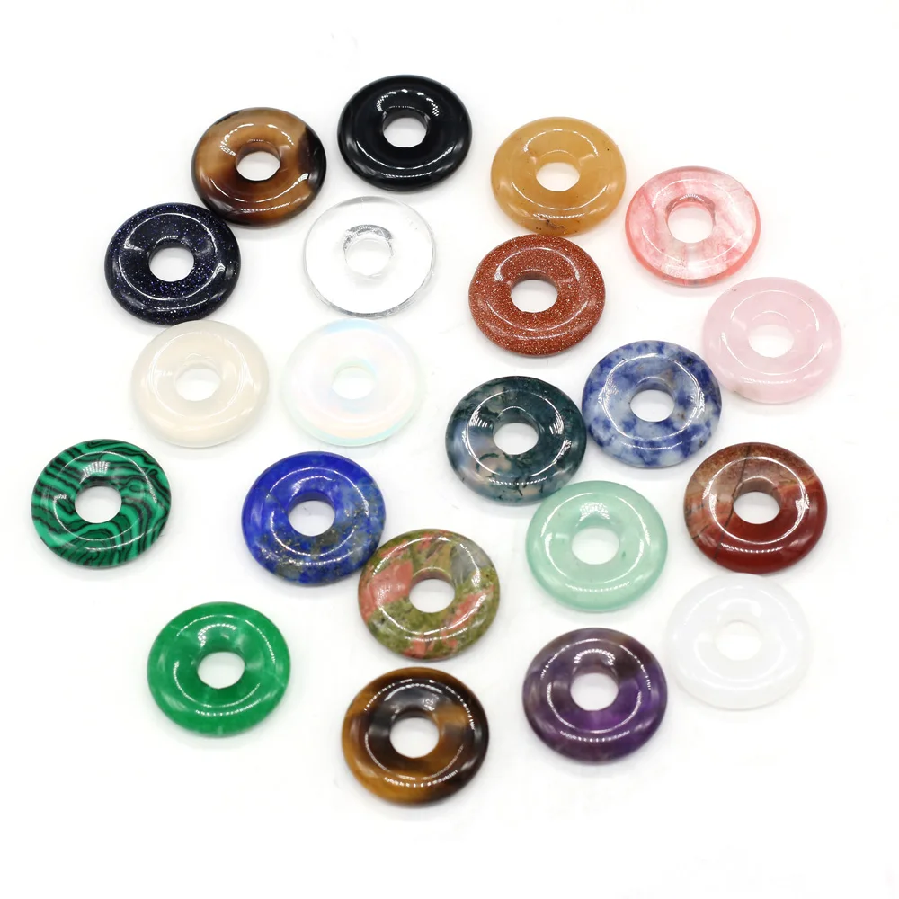 

Natural Stone Pendants Ring Crystal Agates Turquoises Amethysts Jades Stone Charms for Jewelry Making Women Necklace Bracelet