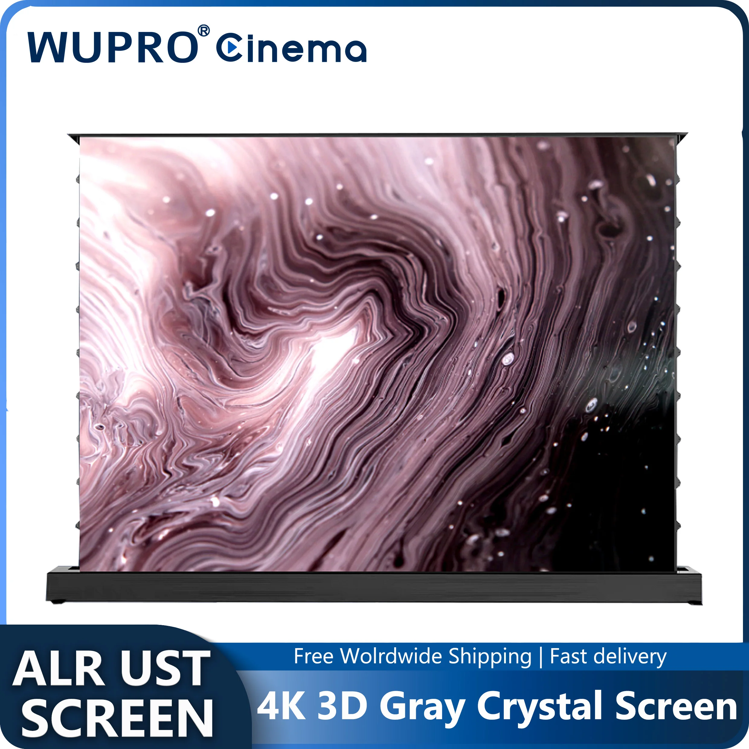 Электрический напольный экран 4K ALR серый кристалл анти-свет 92-120 дюймов
