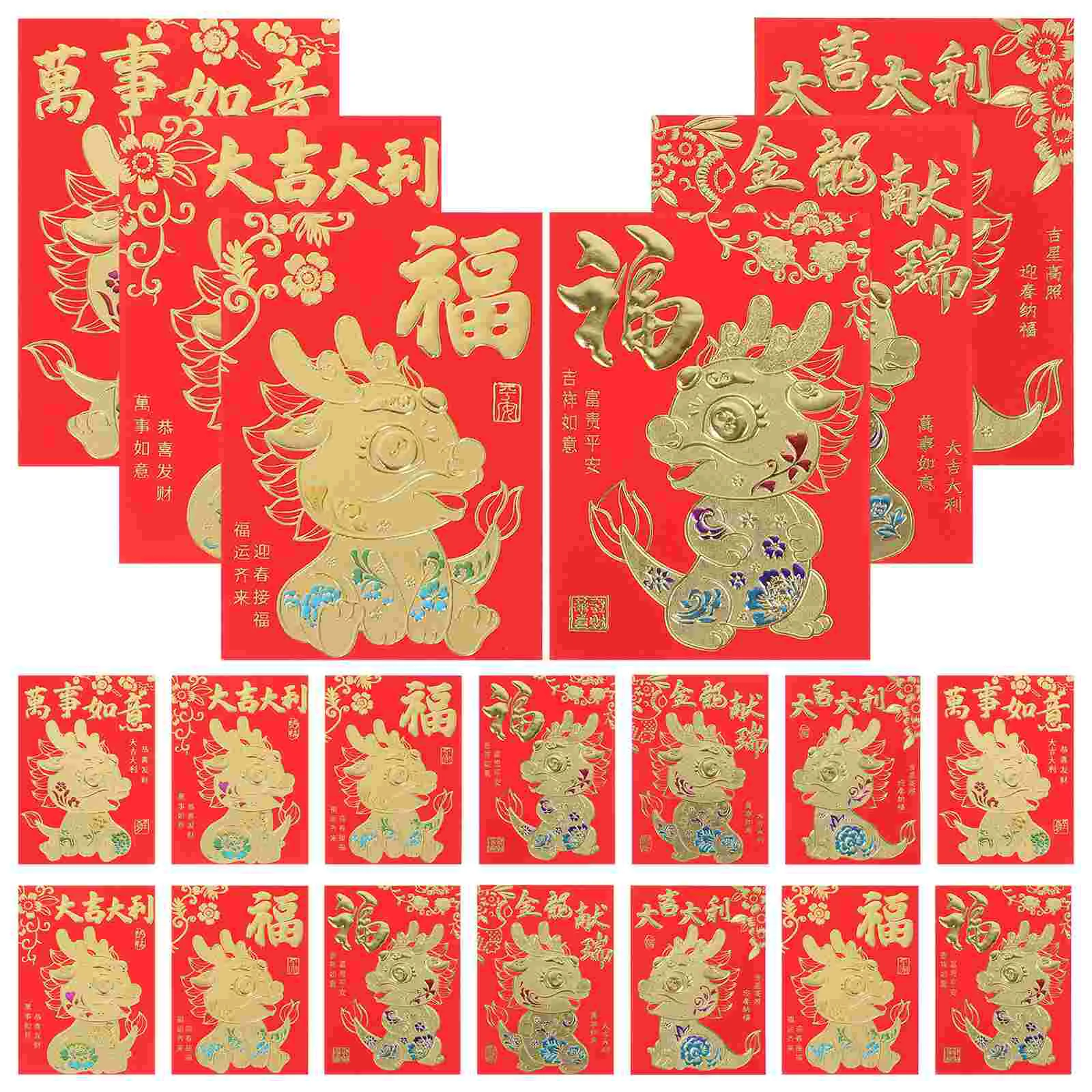 

60 Pcs Party Lucky Money Holders Chinese Red Envelope Purse Envelopes Festival Wallet Cartoon Bags New Year