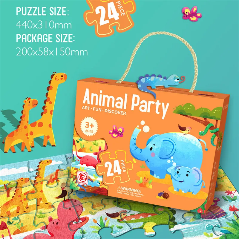 

3D пазл, Подарочная коробка, 24 шт., бумажные Мультяшные головоломки с животными, морской мир, познавательные игры для пресхола, студентов, дет...
