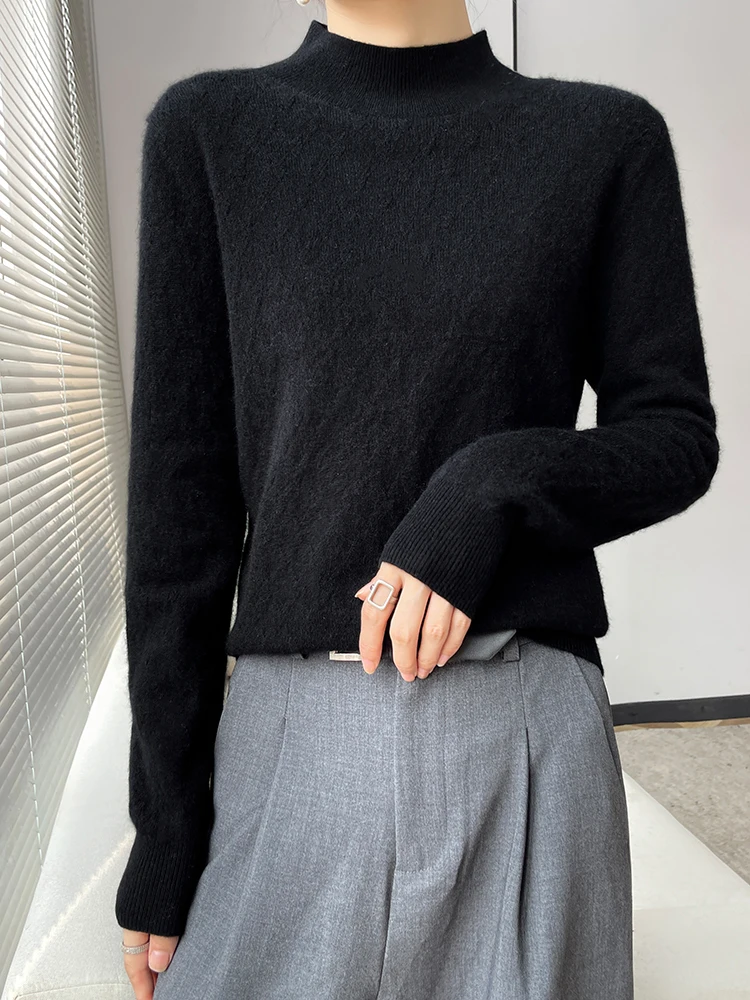 Женский кашемировый свитер мягкий теплый пуловер с круглым вырезом вязаный