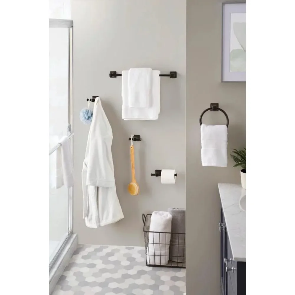 

Bath Hardware and Towel Holder Set Steel 5-Piece Matte Black