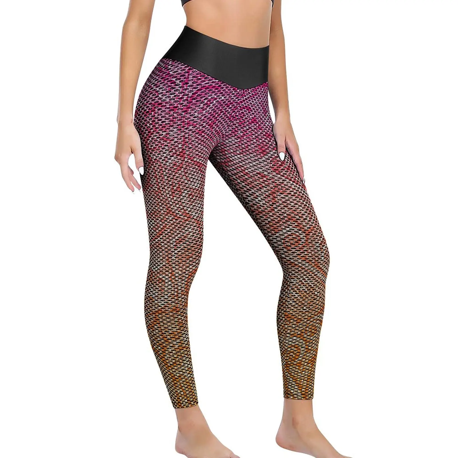 

Orange Ombre Yoga Pants White Paisley Print Fitness Gym Leggings High Waist Quick-Dry Sport Pants Women Sexy Custom Yoga Legging