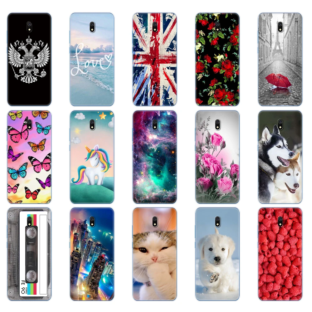 Case for xiaomi redmi 8a cases full protection soft tpu back cover on redmi 8a bumper hongmi 8a phone shell bag coque animal dog