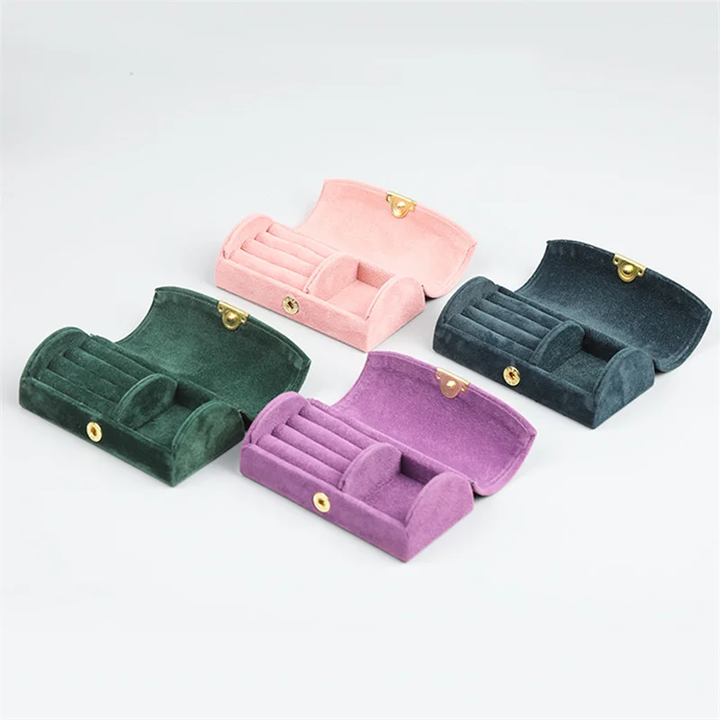 

Ladies Jewelry Ring Box Luxury Velvet Necklace Earrings Beads Storage Case Women Solid Color MinIi Wedding Packaging Box