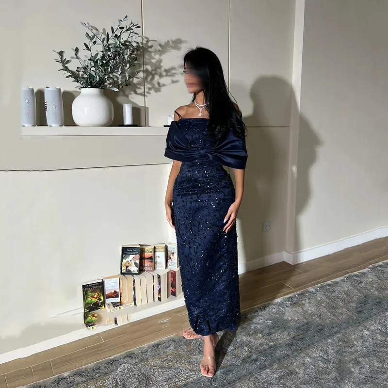 Элегантное темно-синее платье русалки по индивидуальному заказу простое