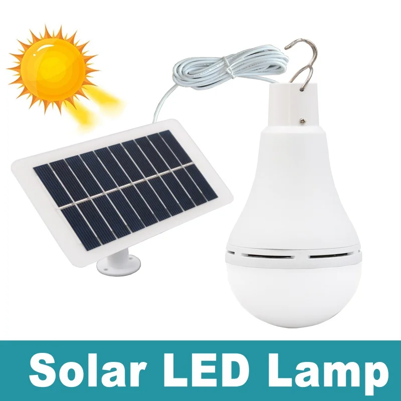 

Solar Light LED Rechargeable Charge Bulb hanging Courtyard Garden Camping Lamp Outdoor Indoor Emergency Built in Battery Flood