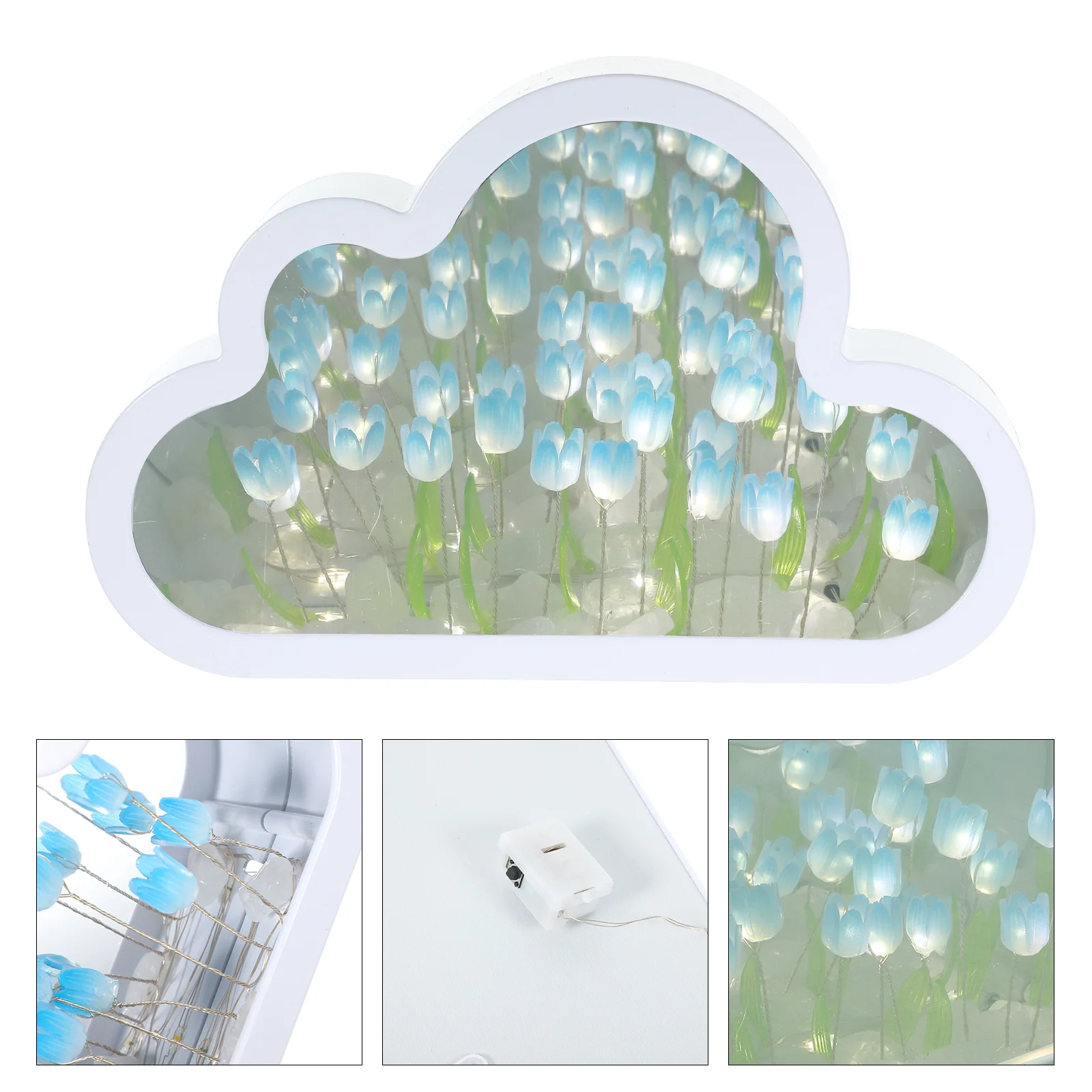 

Night Light Home Decor Tulip Household Cloud Lamp Pvc Aesthetic Lamps Bedroom Floral DIY