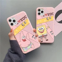cartoon spongebob squarepants best friends phone case for iphone 13 12 11 pro max mini xs 8 7 6 6s plus x se 2020 xr candy pink