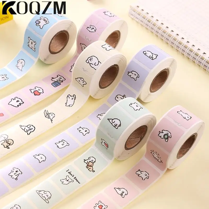 

500pcs/roll Line Dog Square Seal Sticker Teacher Reward Student DIY Handmade Tent Sticker Holiday Birthday Party Favor Tag Decor