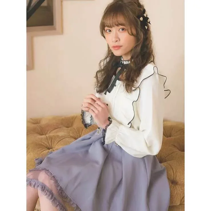 Японская рубашка Rojita Женская милая розовая блузка в стиле &quotЛолита&quot рубашки