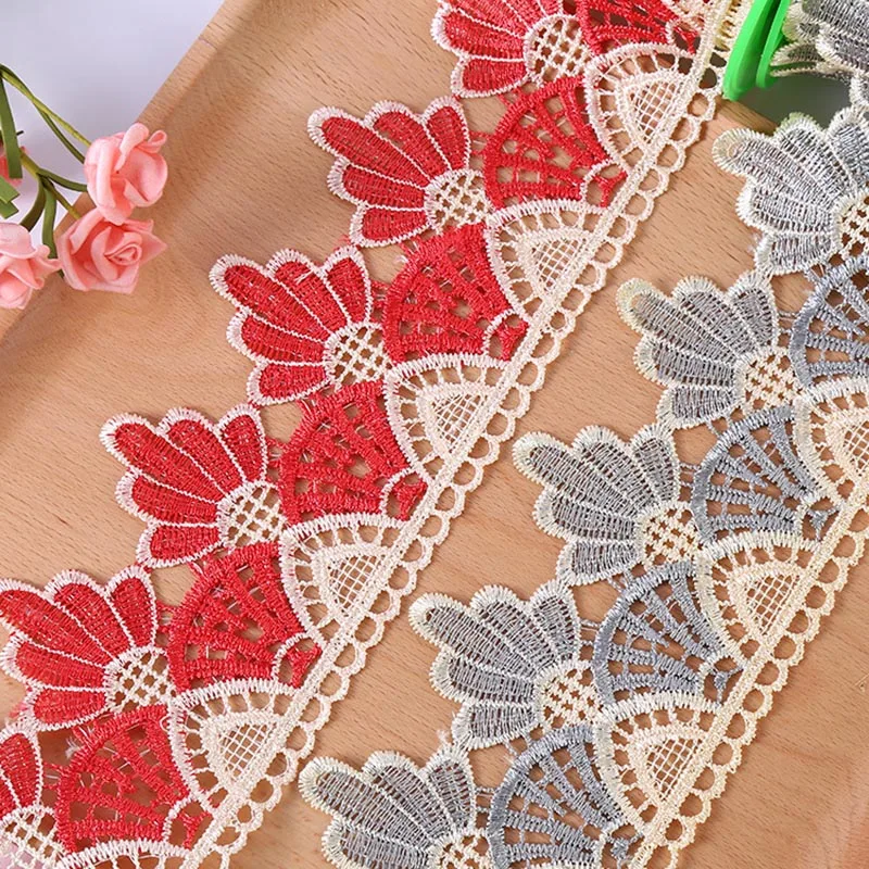 

Кружевная лента с вышивкой в виде листьев из полиэстера, 30 ярдов