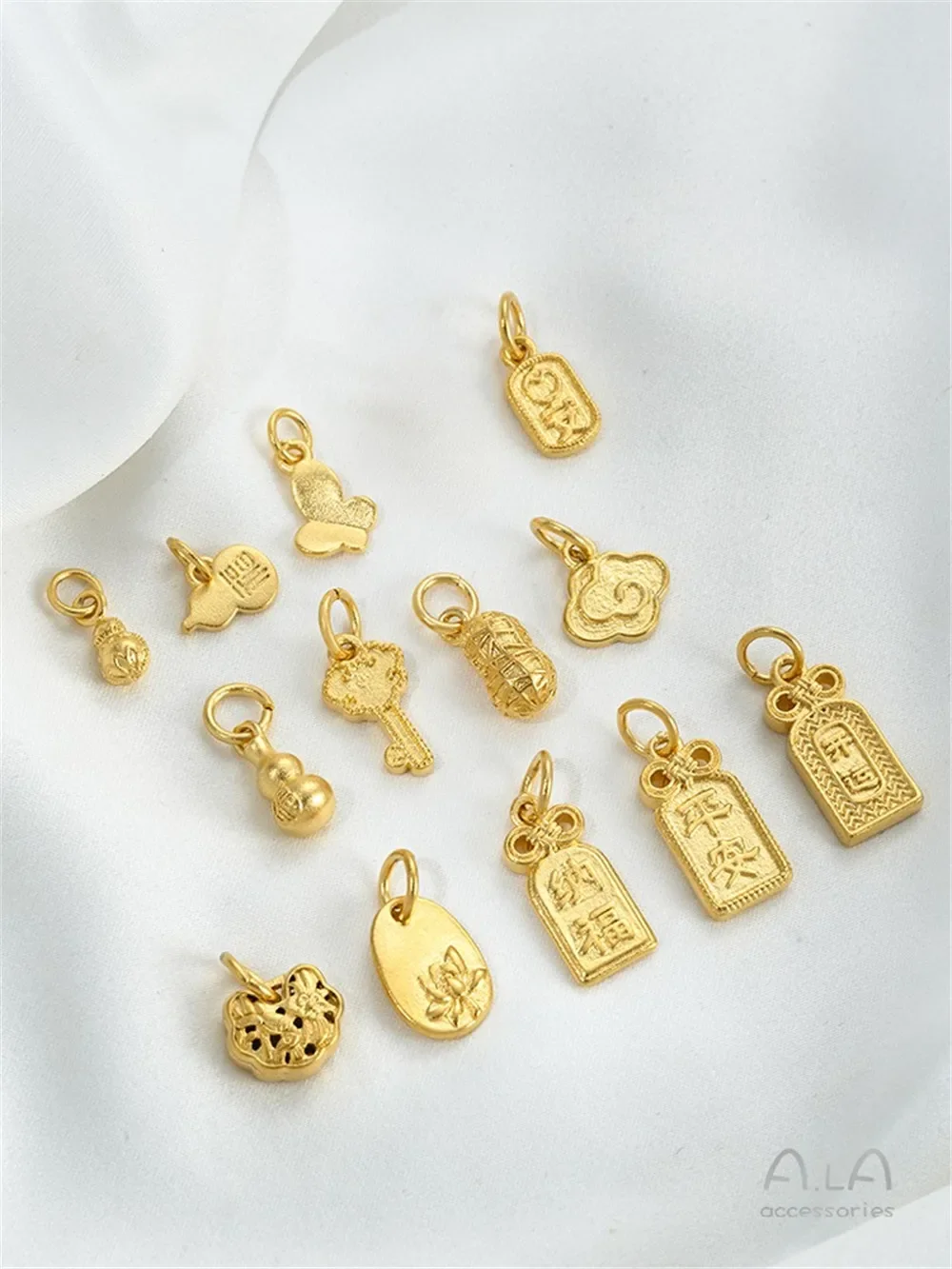 Песочное золото Fulu Тыква Подвеска Бабочка Лотос Нафу Ping An Ruyi Тег Браслет Цепочка