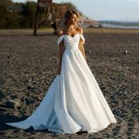 roddrsya beach wedding dress for women 2022 sexy off the shoulder simple a line bridal gown modern satin bride dresses