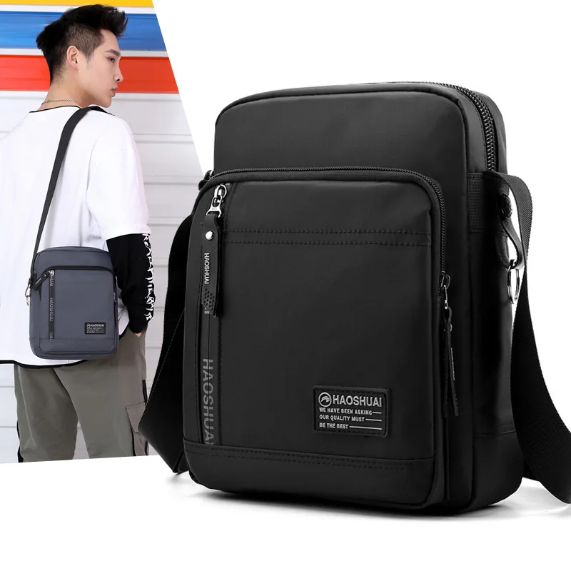 

Haoshuai new men's Nylon Single Shoulder Messenger Bag Large Capacity leisure backpack briefcase