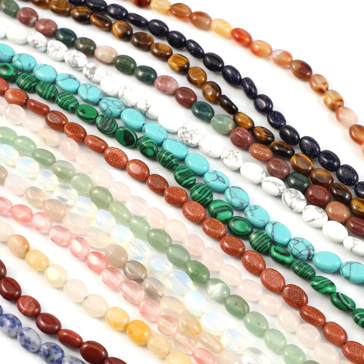 

Бусина из натурального камня в форме плоского риса, лечебный Хрустальный Агат, камень для изготовления ювелирных изделий, украшение для ожерелья, браслета