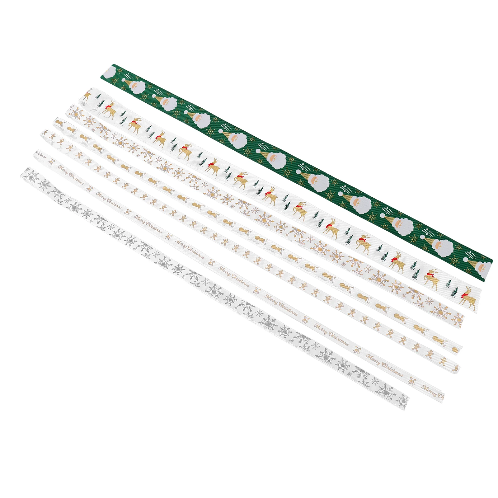 

7Pcs Christmas Decoration Ribbon Snowflake Christmas Tree Printed Ribbon