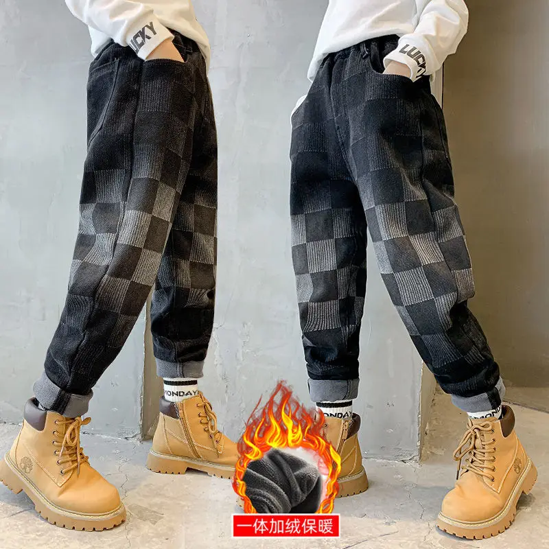 

Boys Jeans Winter Velvet Thick Warm Denim Trousers Teenager Boys School Pants Children Pencil Pants Clothing 6 8 10 12 14 Years